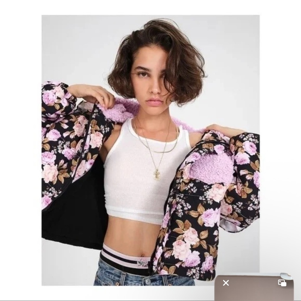 NWT For Love and Lemons Cottagecore Floral Puffer Sherpa Jacket 💐💐💐💐